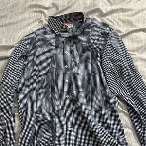 Chick-fil-A Teamstyle Mens Blue Plaid Checkered Button Down - Medium Tall